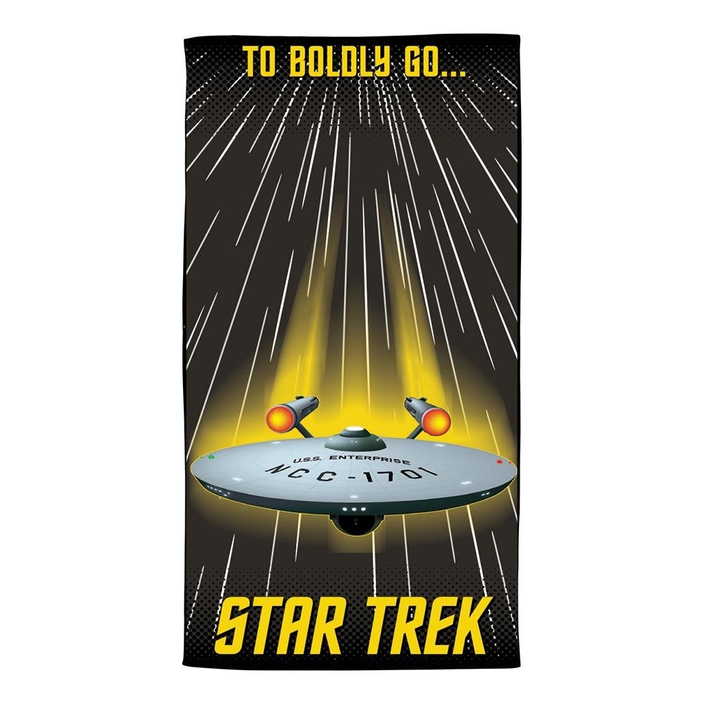 Badetuch To Boldly Go Star Trek Enterprise 1701 Raumschiff Schwarz