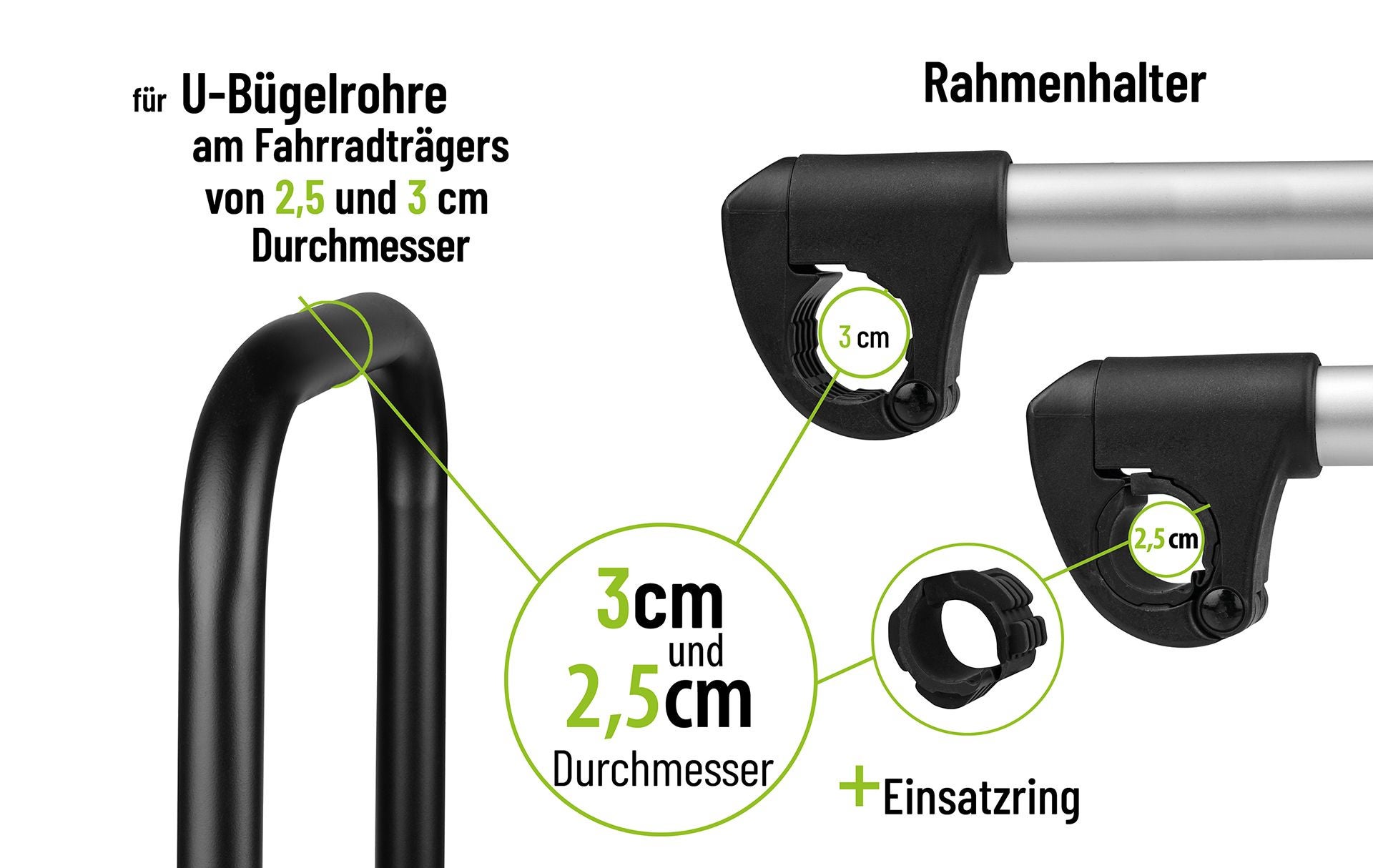 Eufab Rahmenhalter abnehmbar kurz Ø 25+30mm