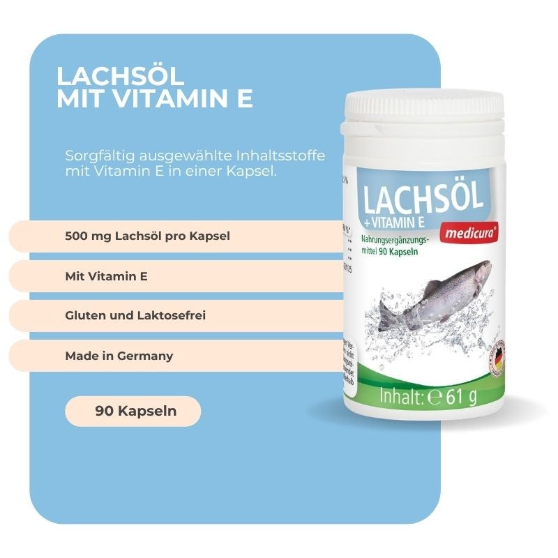 Lachsöl + Vitamin E - 90 Kapseln