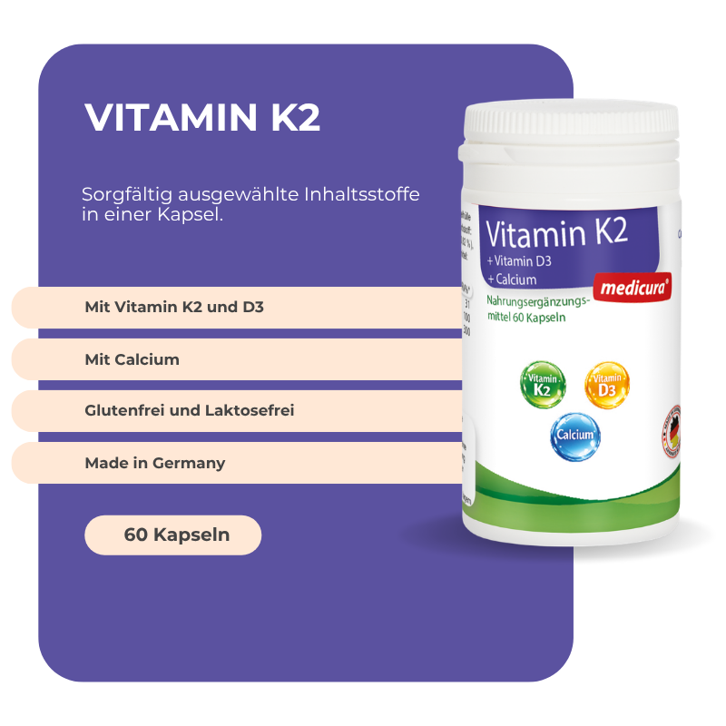 Vitamin K2 + Vitamin D3 + Calcium - 60 Kapseln