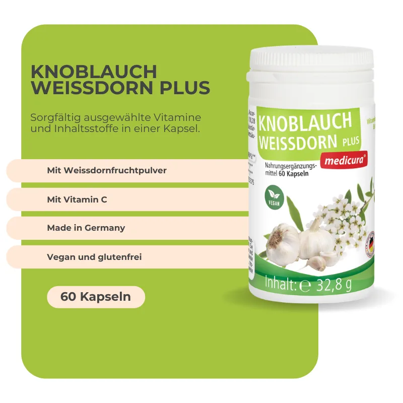 Medicura Knoblauch Weissdorn Plus - 60 Kapseln