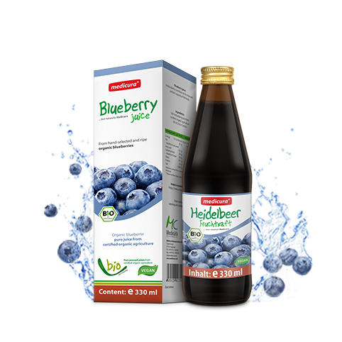Bio Heidelbeer 100 % Fruchtsaft - 330 ml Glasflasche Bio Heidelbeer 100 % Fruchtsaft - 330 ml Glasflasche