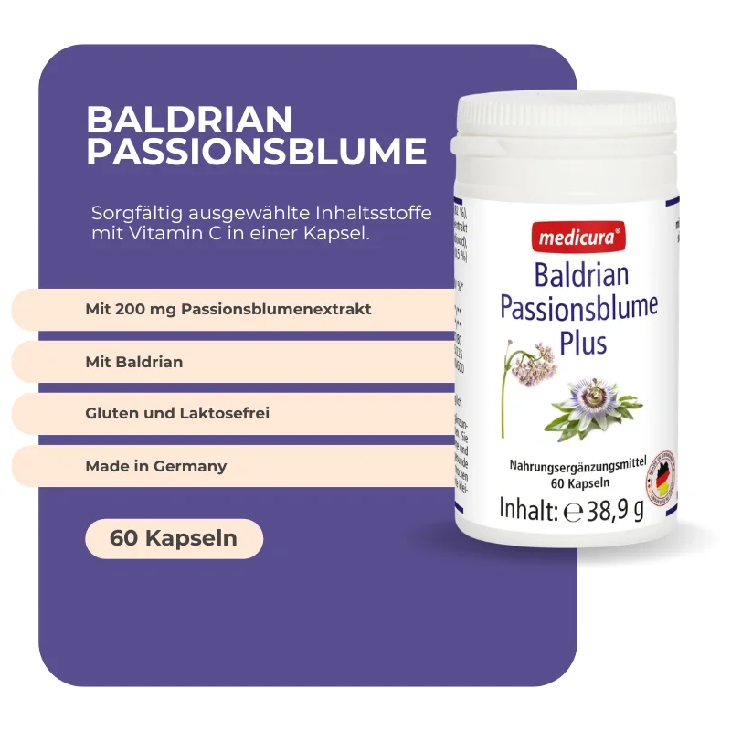 Medicura Baldrian Passsionsblume Plus 60 Kapseln
