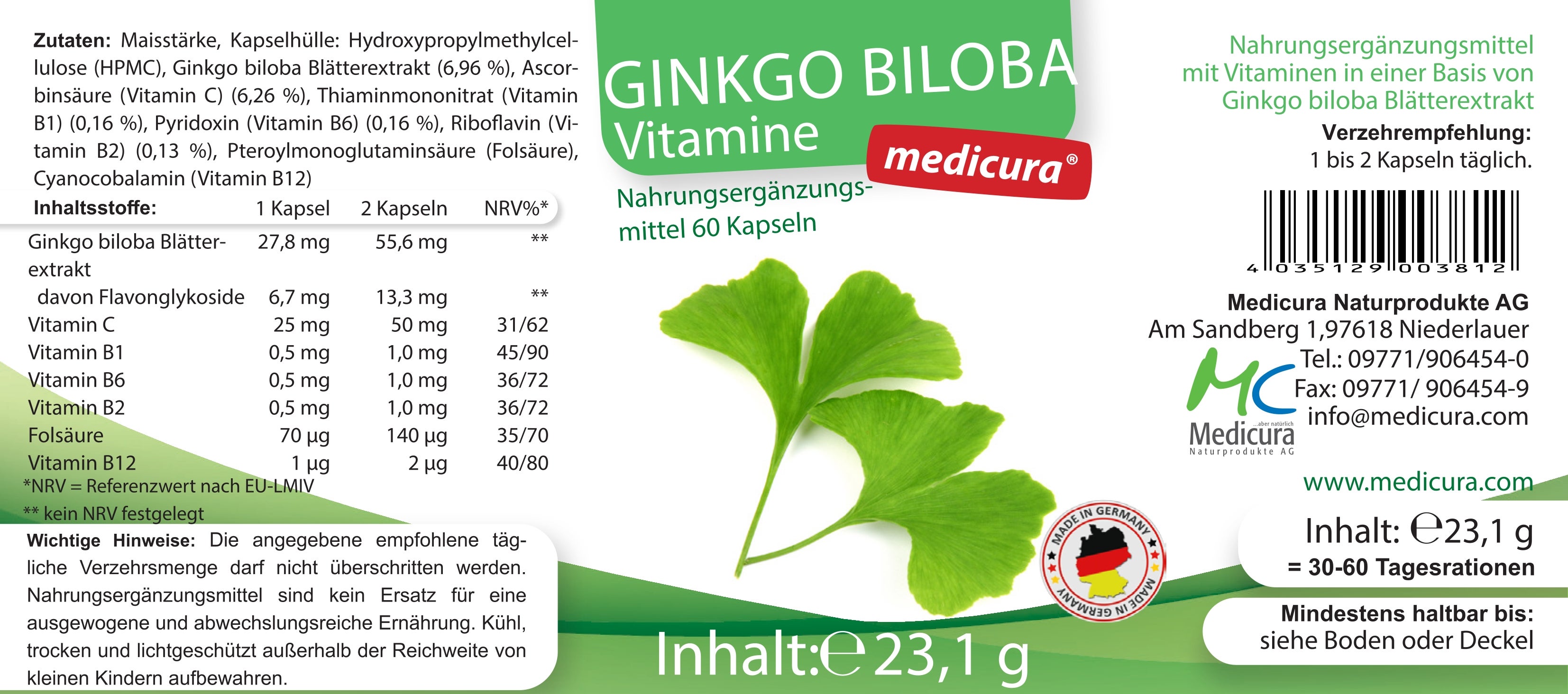 Ginkgo Biloba - 60 Kapseln