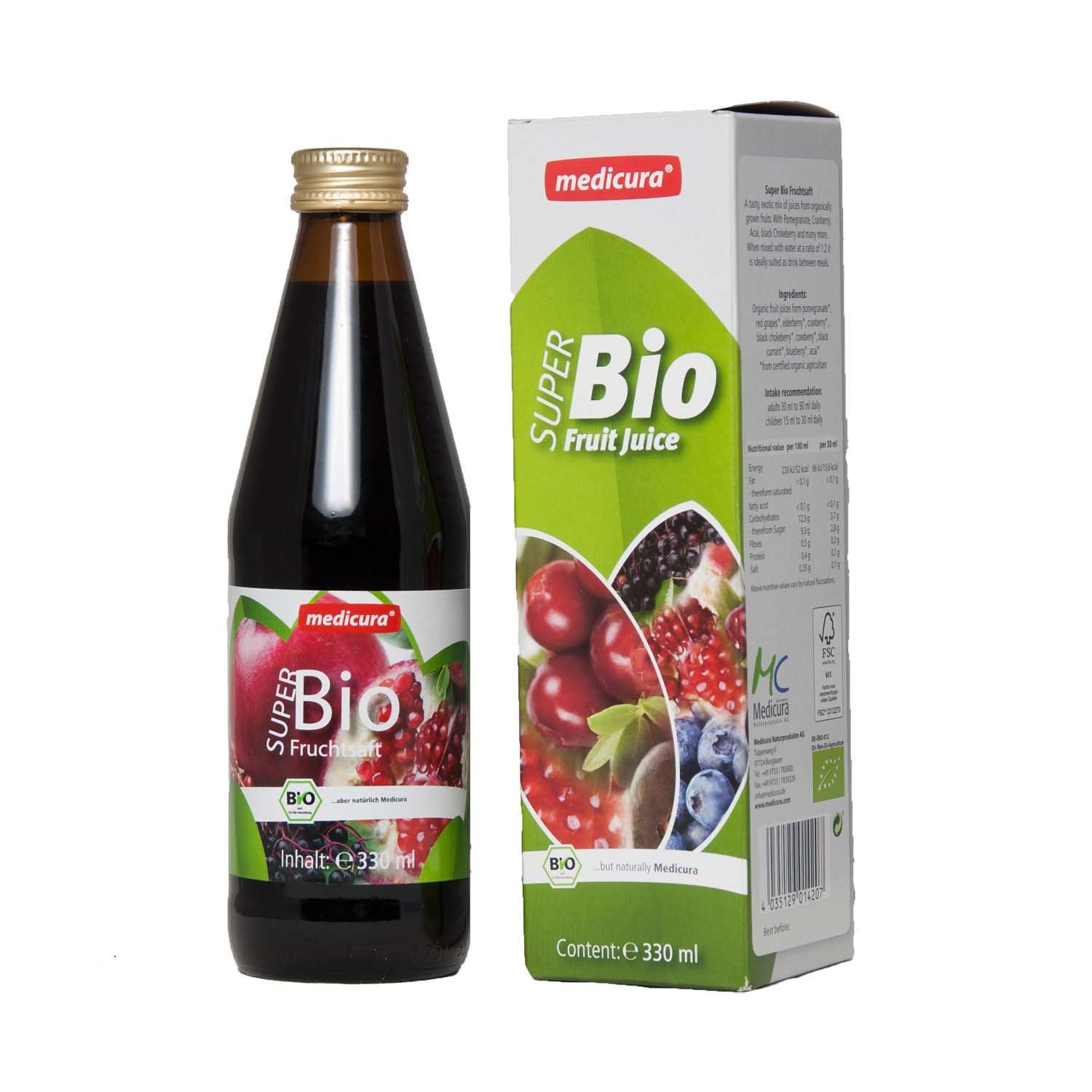 Super Bio Fruchtsaftmischung - 330 ml Glasflasche Super Bio Fruchtsaftmischung - 330 ml Glasflasche