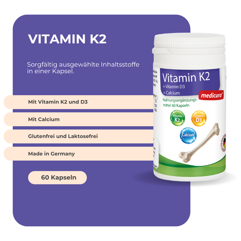 Vitamin K2 + Vitamin D3 + Calcium - 60 Kapseln