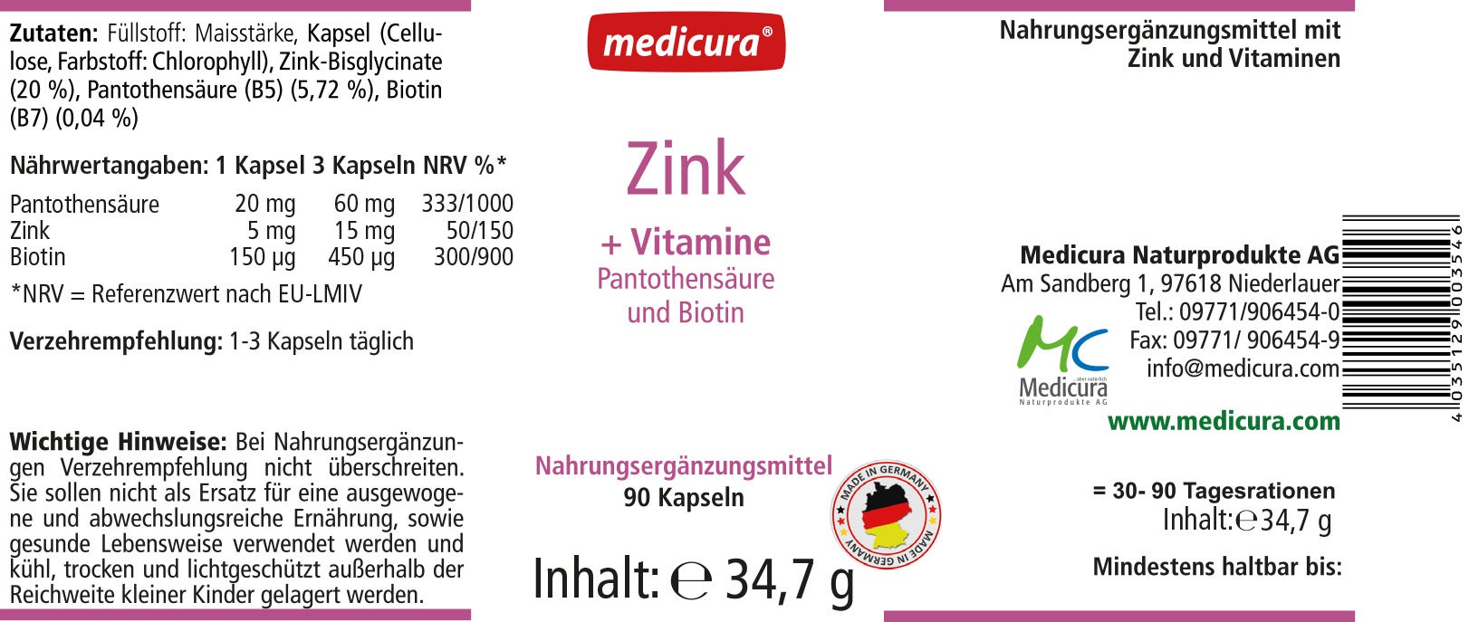 Zink - 90 Kapseln
