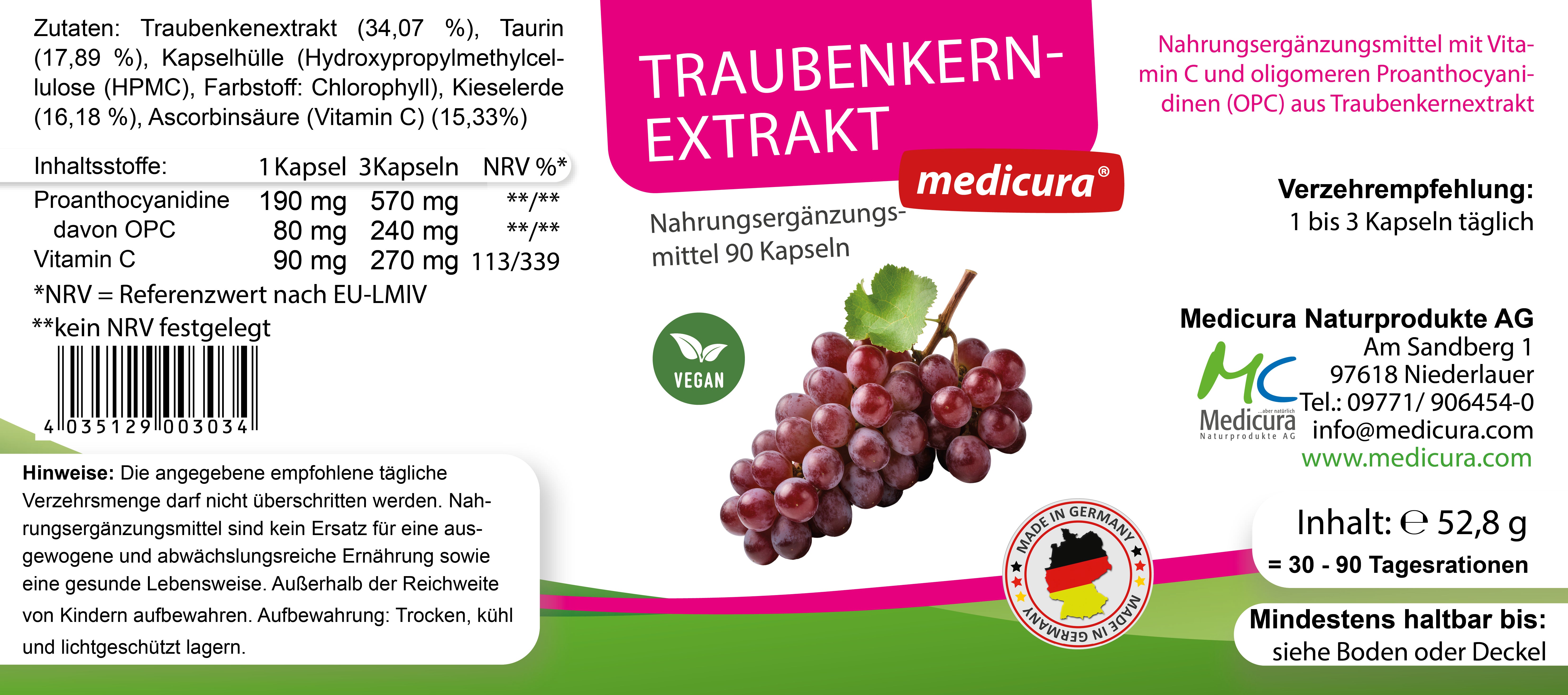 Traubenkern Extrakt - 90 Kapseln
