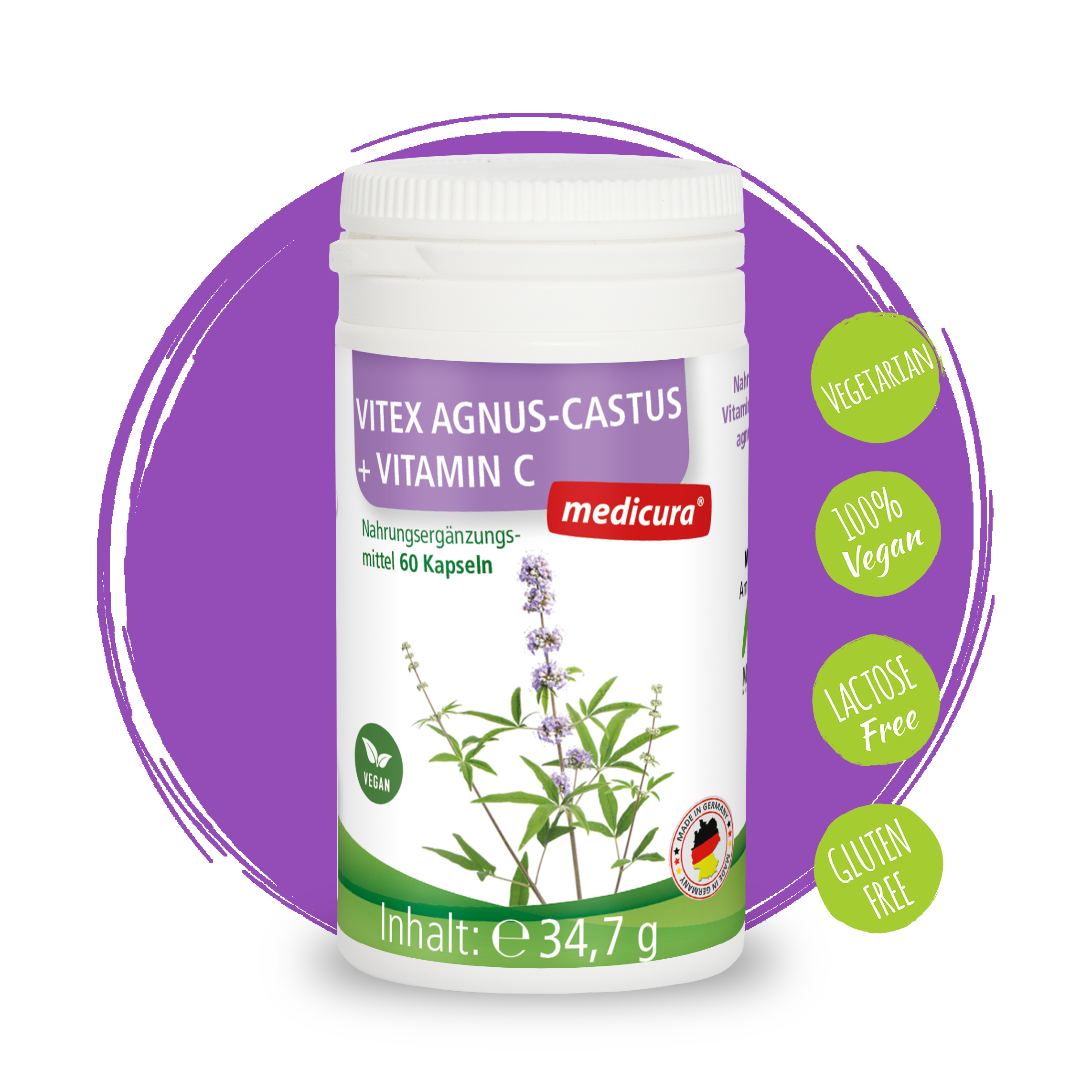Vitex Agnus-Castus (Mönchspfeffer) + Vitamin C - 60 Kapseln Vitex Agnus-Castus (Mönchspfeffer) + Vitamin C - 60 Kapseln