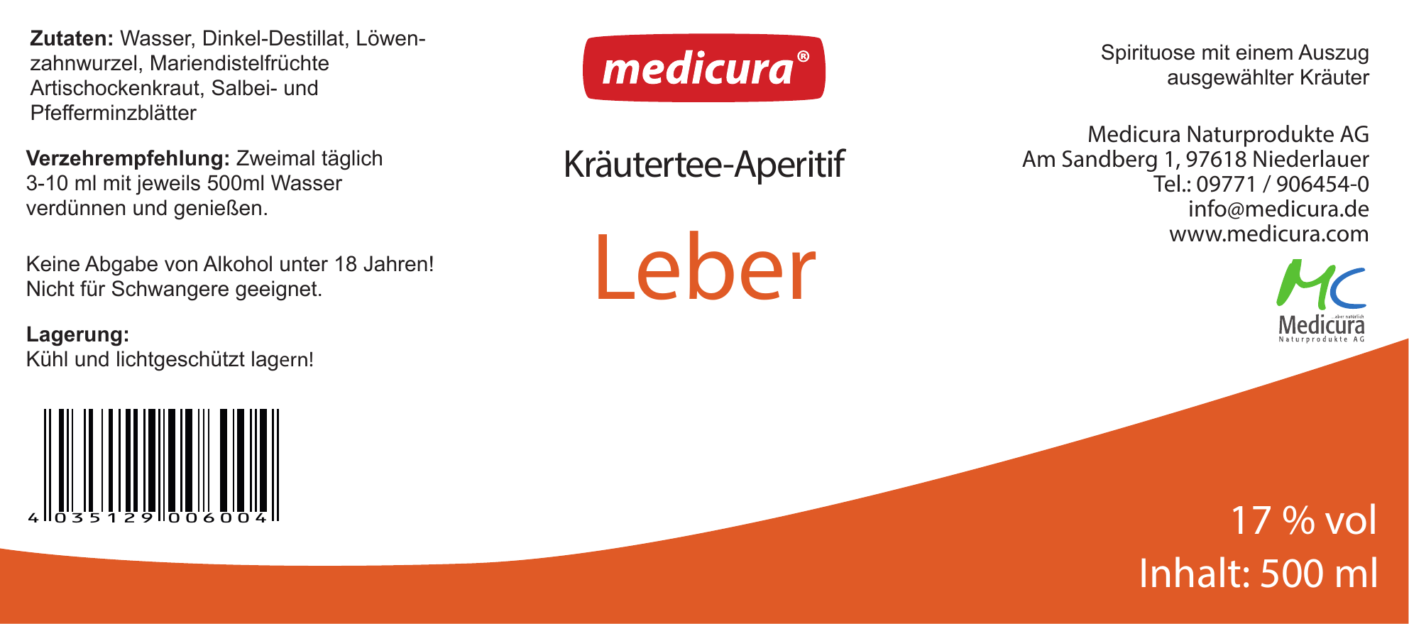 Kräutertee-Aperitif „Leber" - 500 ml Glasflasche