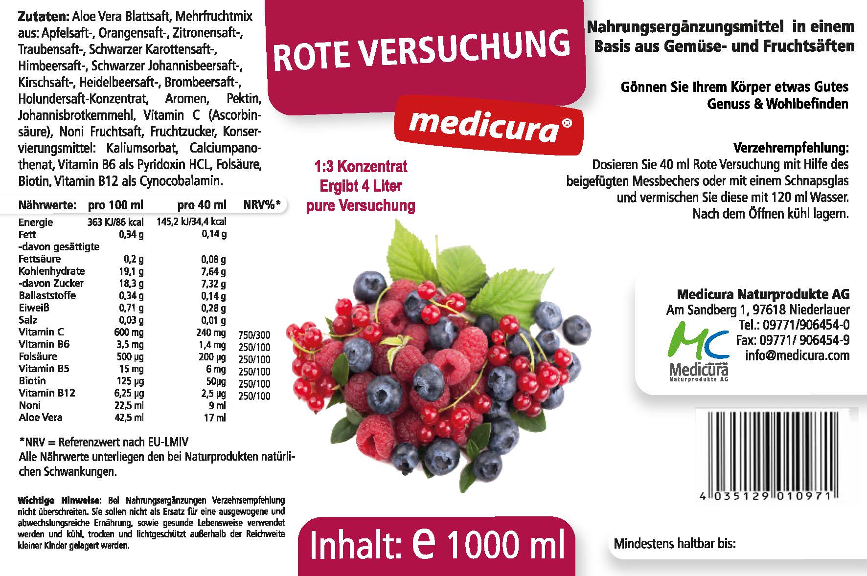 "Rote Versuchung" Wellnessgetränk - 1000 ml PET-Flasche