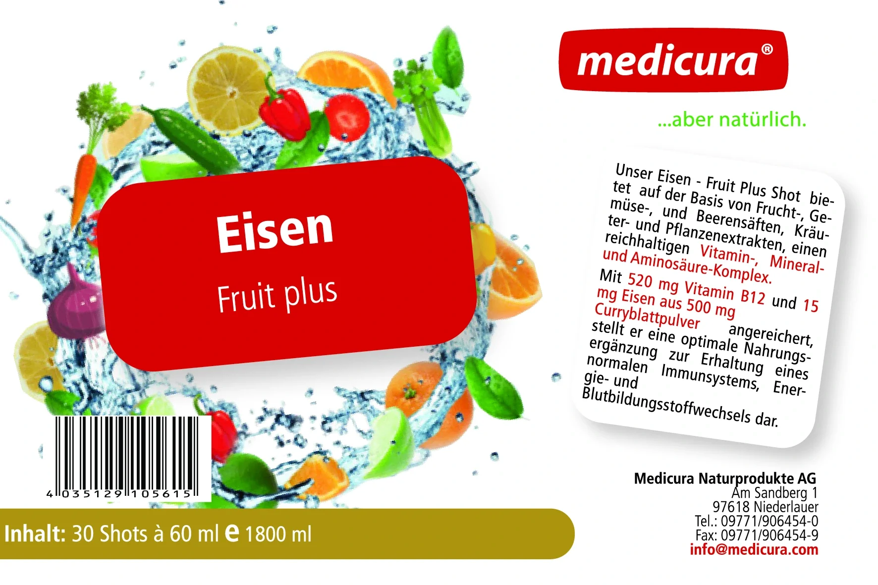 Eisen/ Iron - Fruit plus - 30 Shots á 60 ml