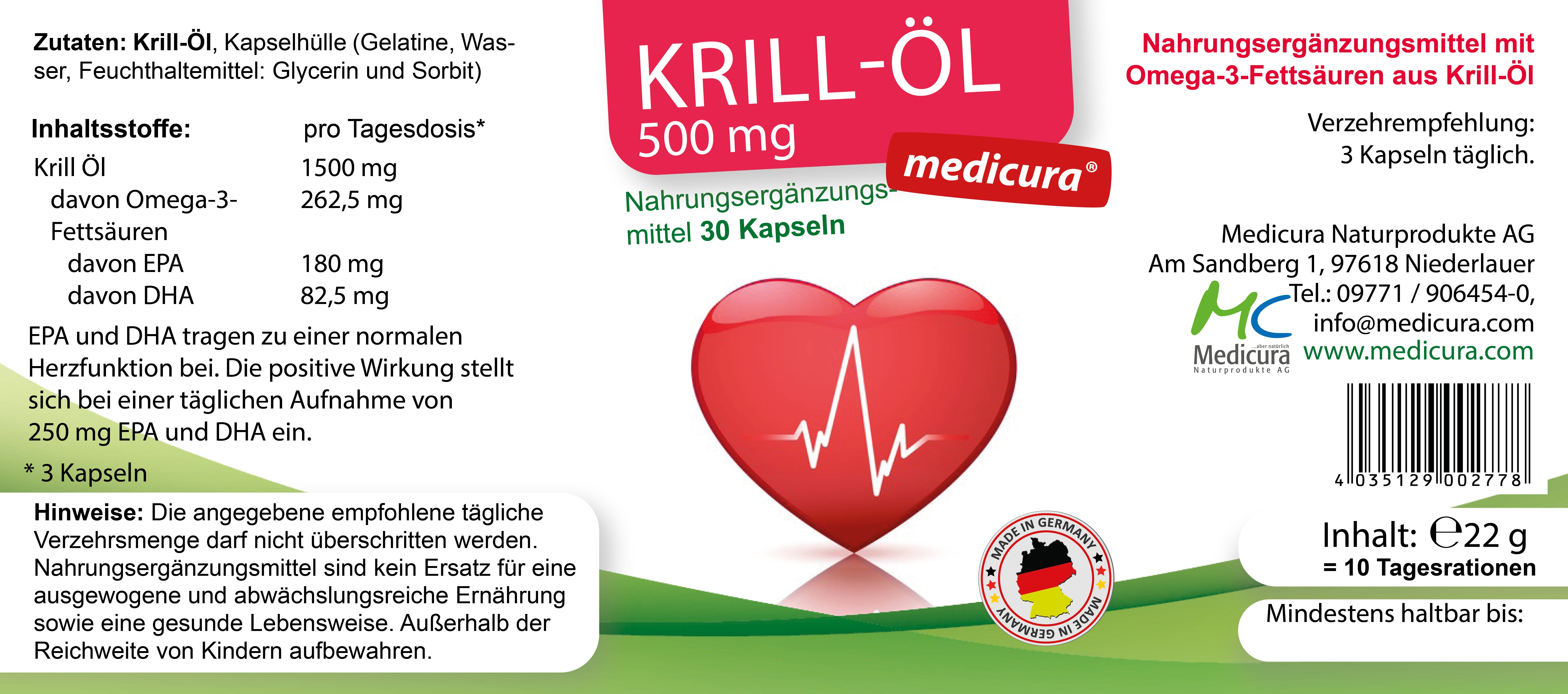Krill-Öl 500 mg - 30 Kapseln