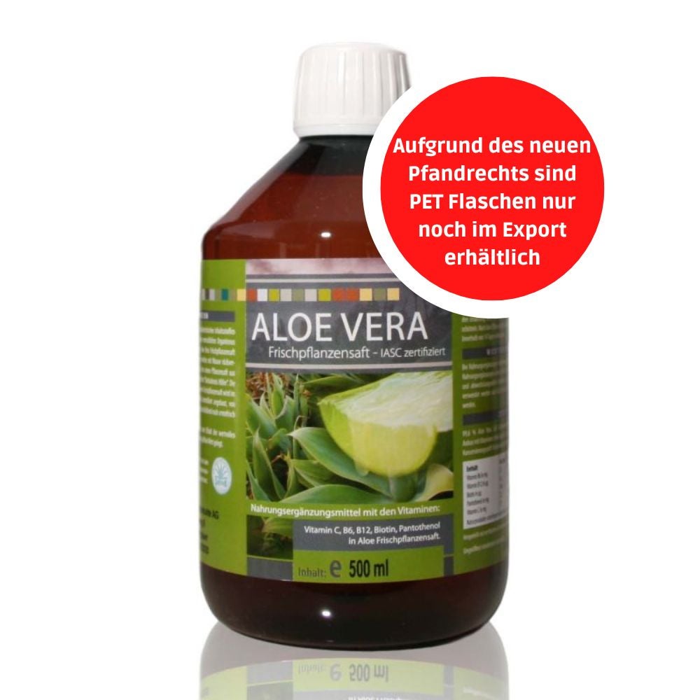 Aloe Vera 99,6 % Frischpflanzensaft - 500 ml PET-Flasche Aloe Vera 99,6 % Frischpflanzensaft - 500 ml PET-Flasche