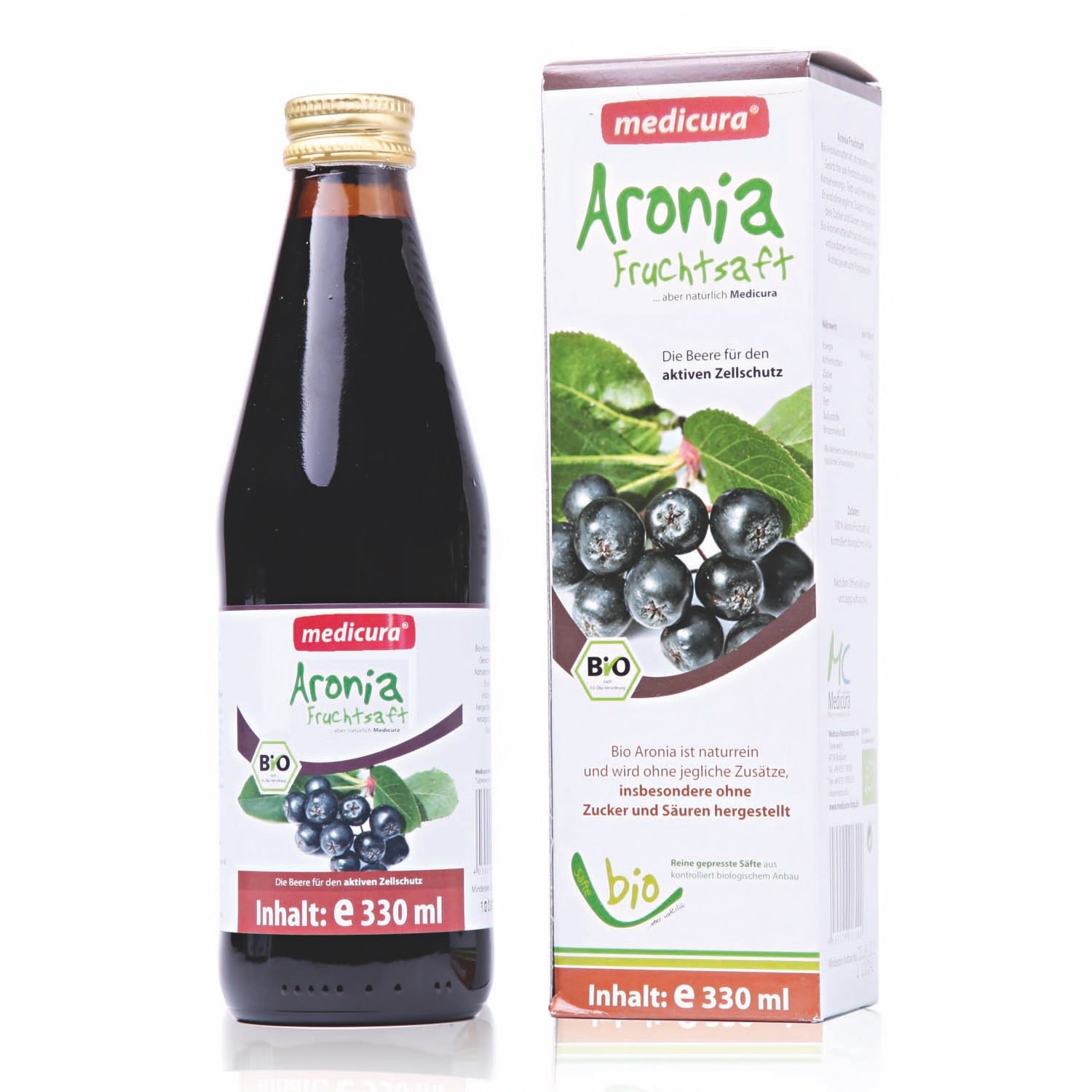 Bio Aronia 100 % Fruchtsaft - 330 ml Glasflasche Bio Aronia 100 % Fruchtsaft - 330 ml Glasflasche