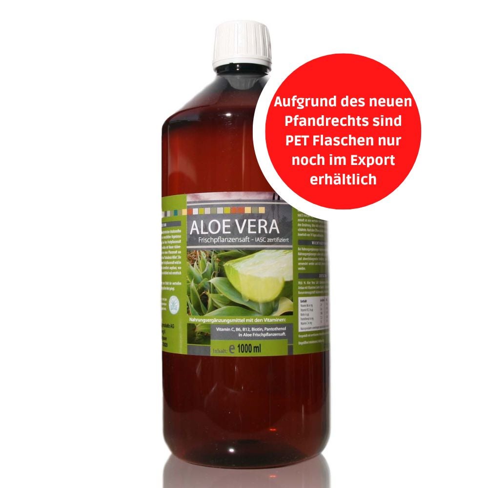 Aloe Vera 99,6 % Frischpflanzensaft - 1000 ml PET-Flasche Aloe Vera 99,6 % Frischpflanzensaft - 1000 ml PET-Flasche