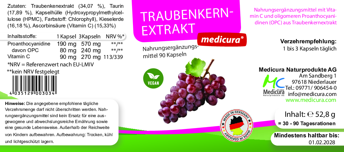 Traubenkern Extrakt - 90 Kapseln