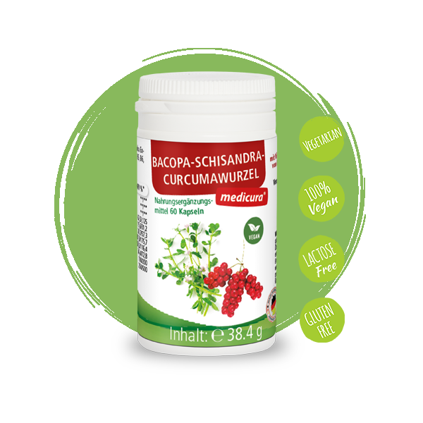 Bacopa-Schisandra-Curcumawurzelpulver - 60 Kapseln Bacopa-Schisandra-Curcumawurzelpulver - 60 Kapseln