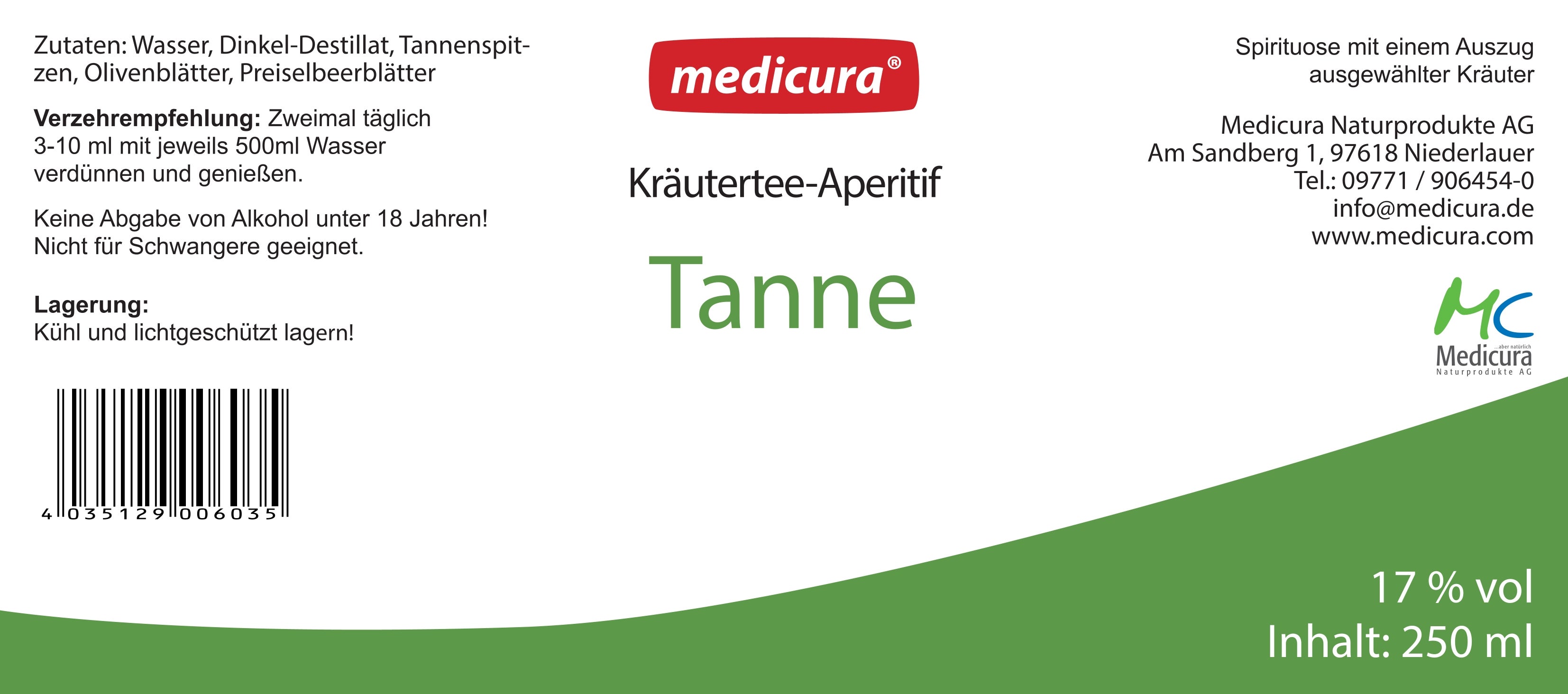 Kräutertee-Aperitif „Tanne" - 250 ml Glasflasche
