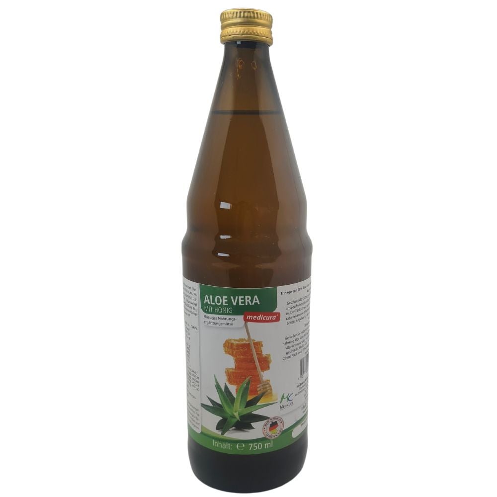Aloe Vera Frischpflanzensaft mit Honig - 750 ml Glas-Flasche Aloe Vera Frischpflanzensaft mit Honig - 750 ml Glas-Flasche