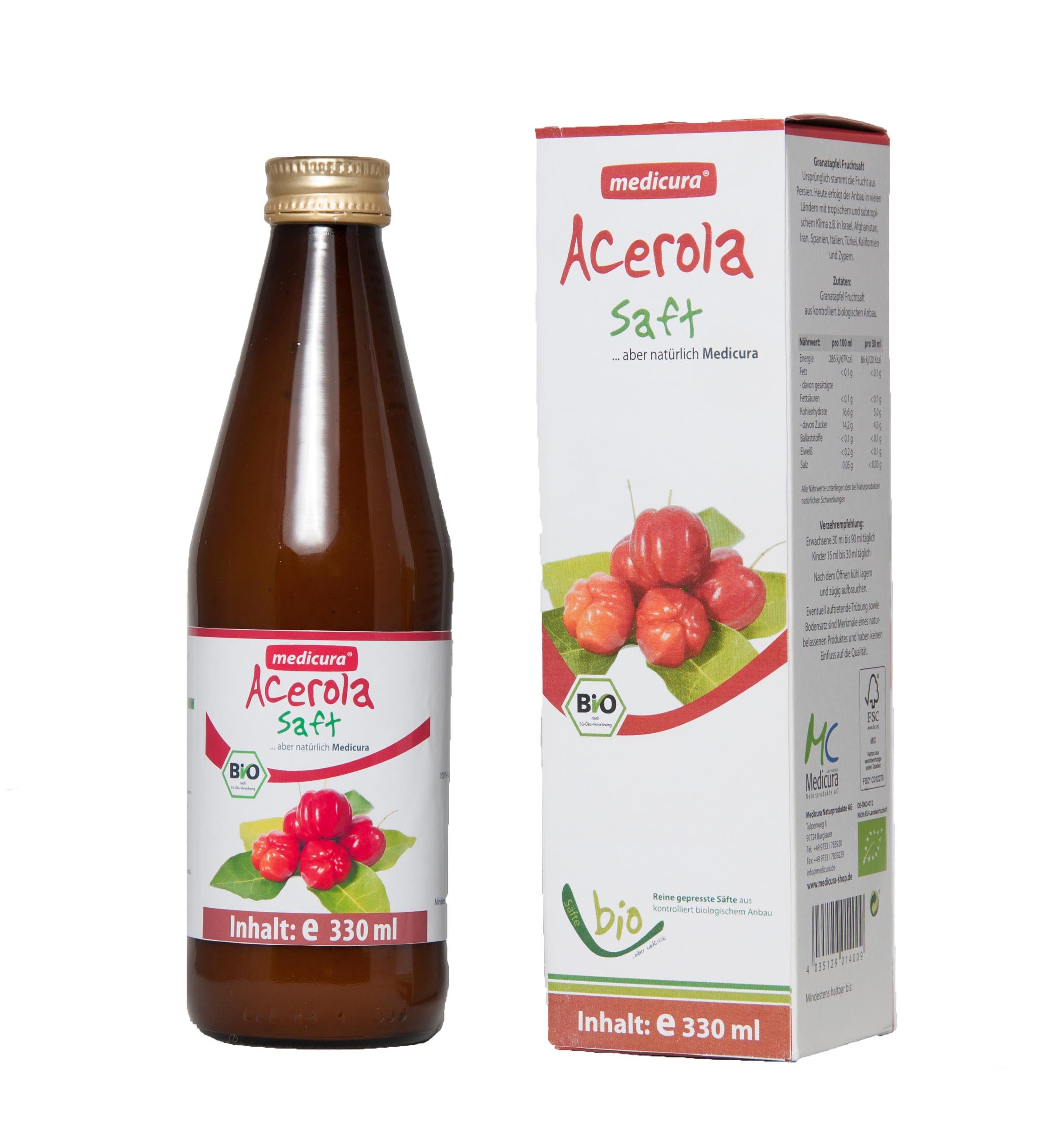 Bio Acerola 100 % Fruchtsaft - 330 ml Glasflasche Bio Acerola 100 % Fruchtsaft - 330 ml Glasflasche