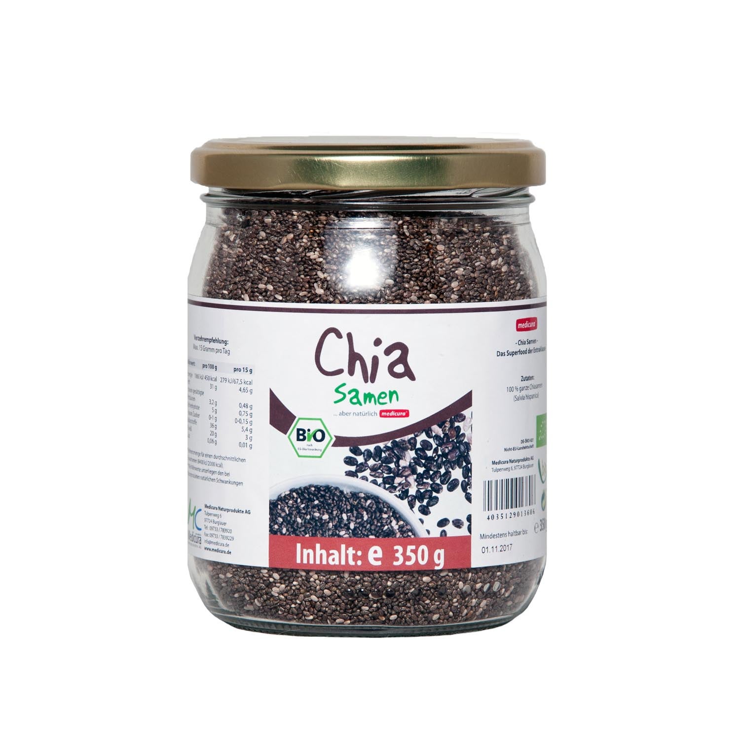 Bio Chia Samen - 350g Glas Bio Chia Samen - 350g Glas