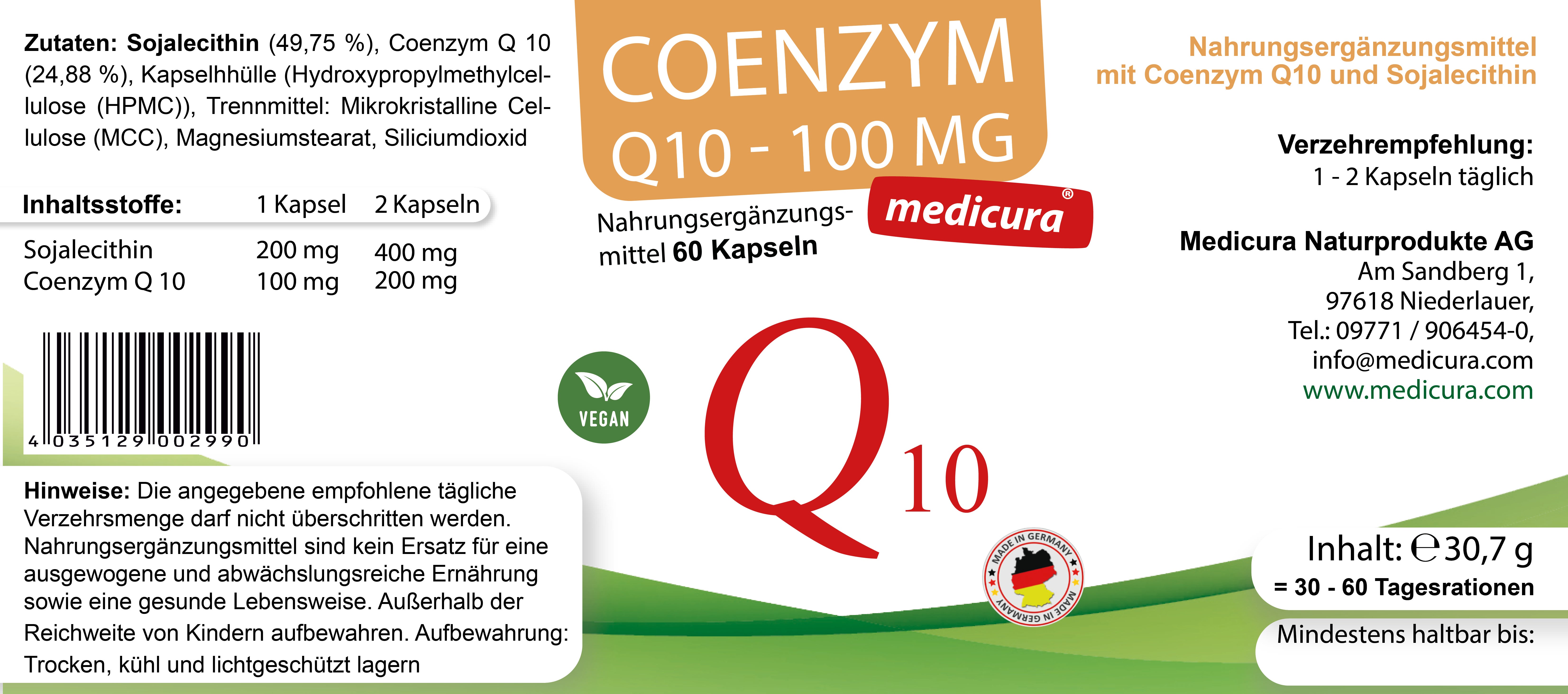 Coenzym Q10 - 100 mg - 60 Kapseln