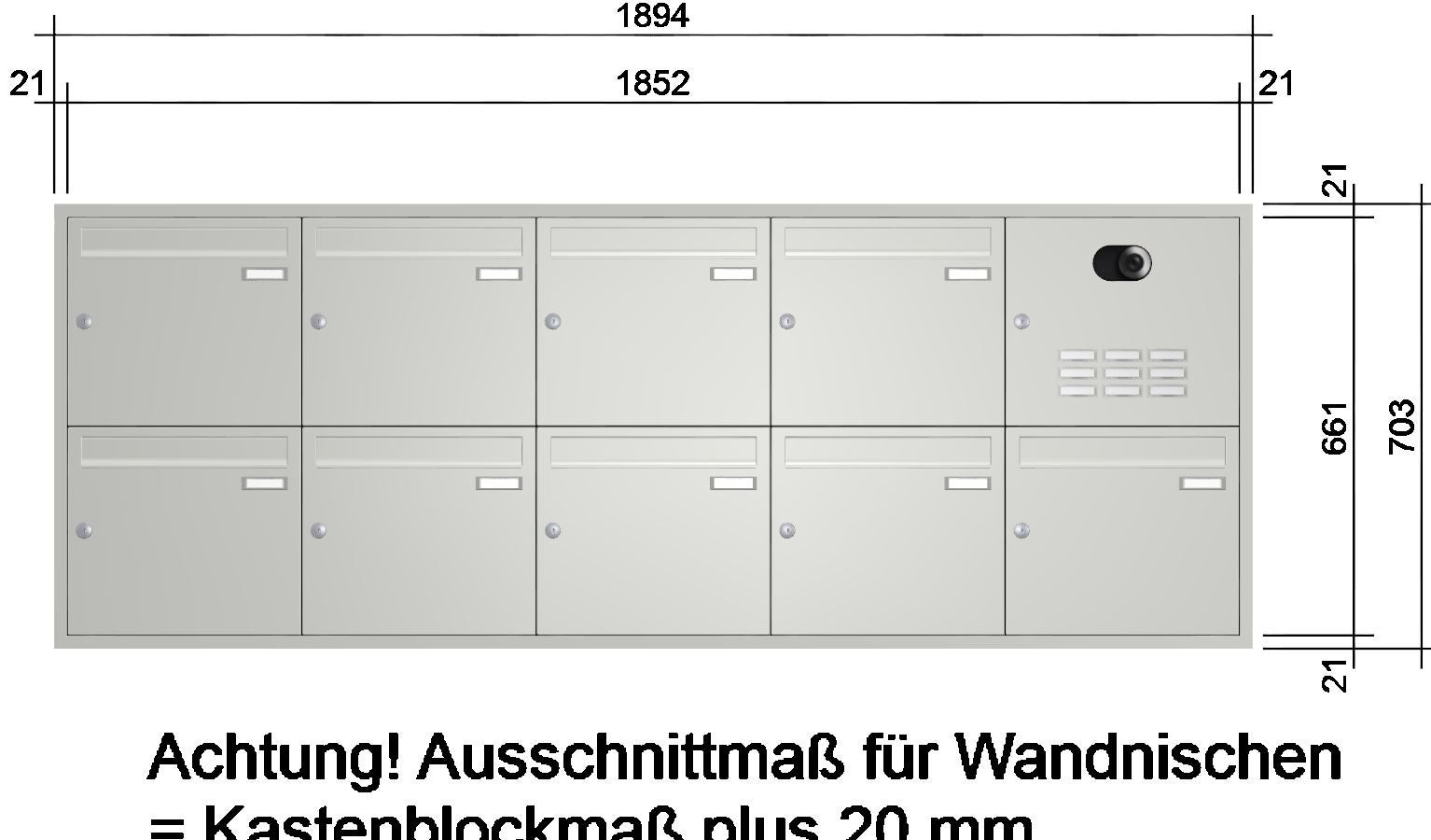 Unterputz Briefkastenanlage mit Kamera UP2V
