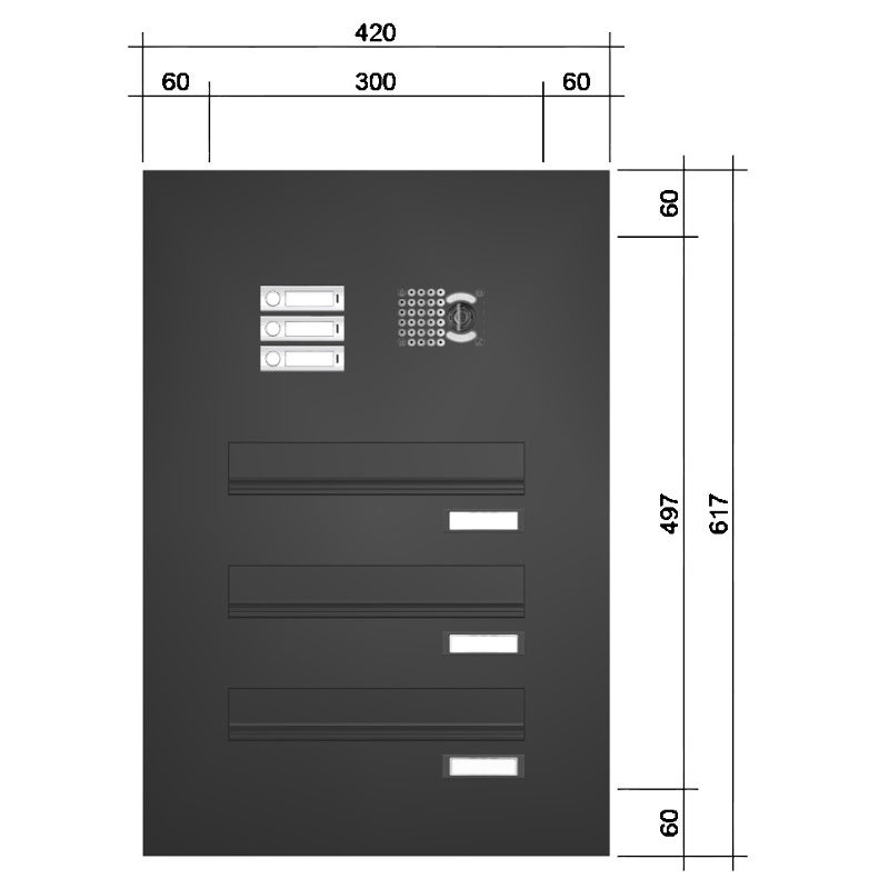 Türseitenteil Briefkastenanlage mit Kamera TB5