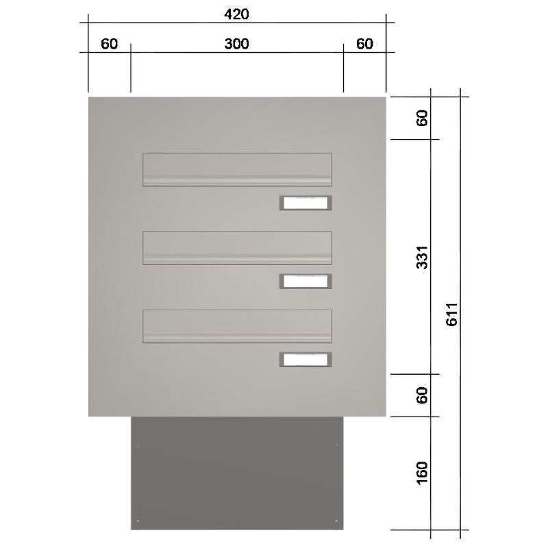 3 Tüseitenteil Briefkastenanlage schräge Kästen TB6 Weißaluminium RAL 9006