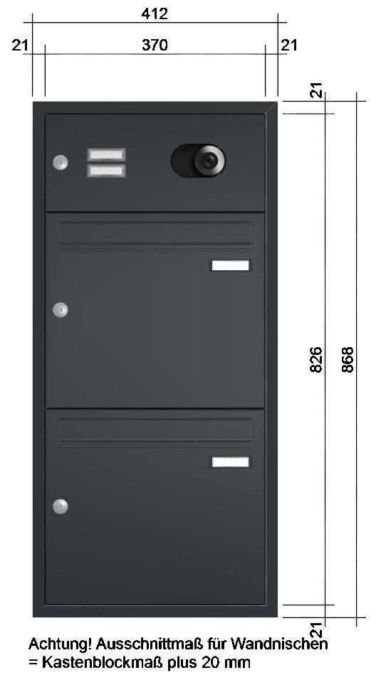 Unterputz Briefkastenanlage mit Kamera UP2V