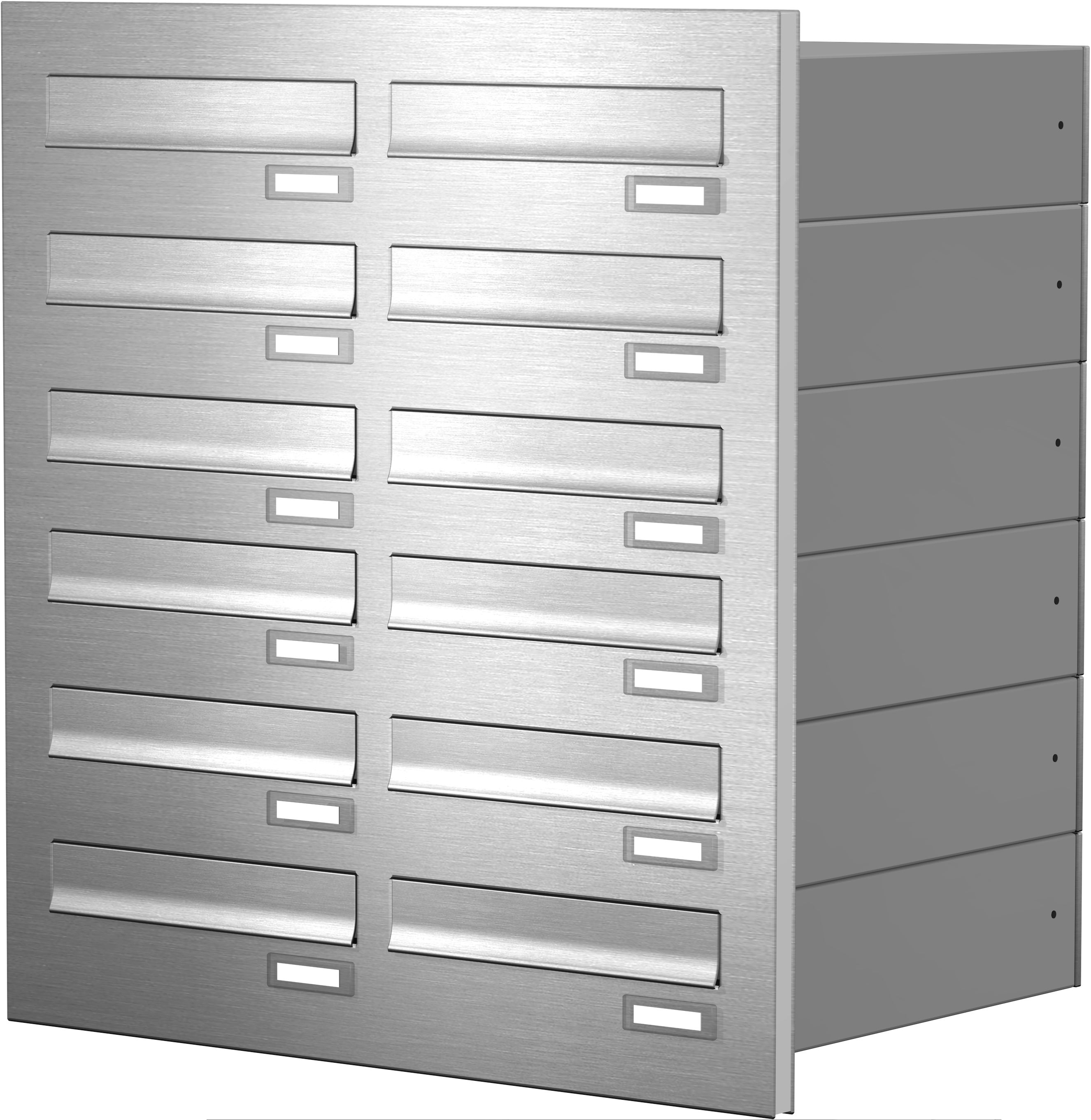 12er Türseitenteil Briefkastenanlage Edelstahl waagerechte Kästen TB4