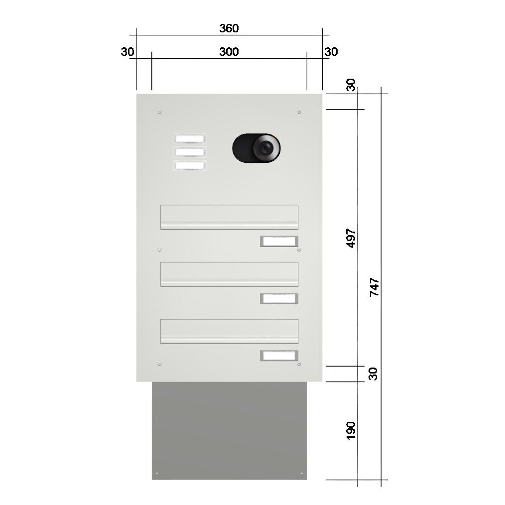 Mauerdurchwurf Briefkasten mit Kamera MEV2