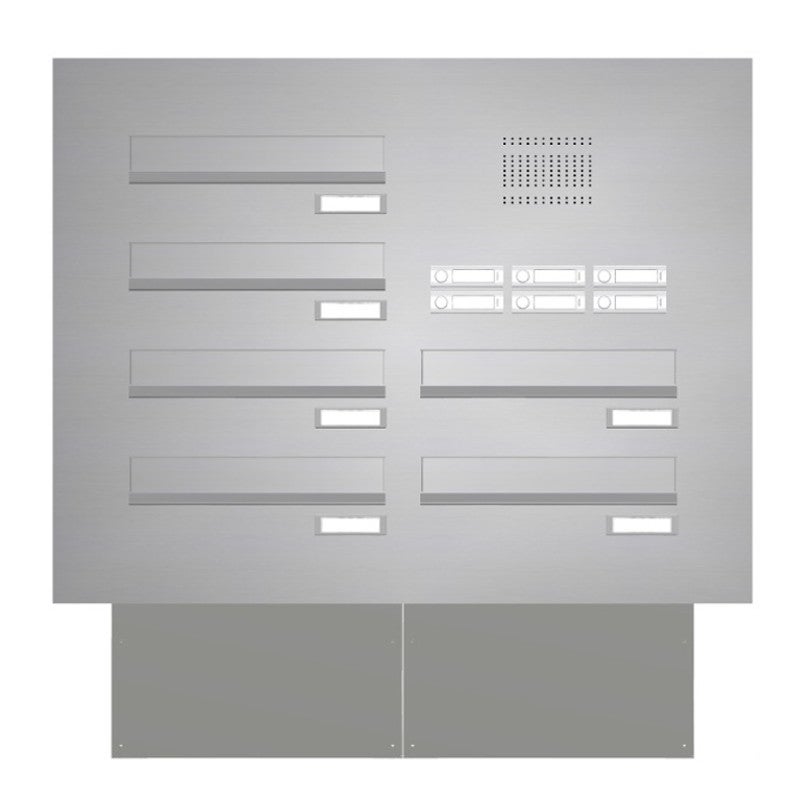 6er-T-rseitenteil-Briefkastenanlage-mit-Klingel-Edelstahl-TB9 Türseitenteil Briefkasten Edelstahl mit Klingel TB9