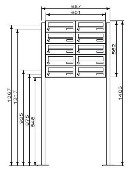 Freistehende Briefkastenanlage FS40H
