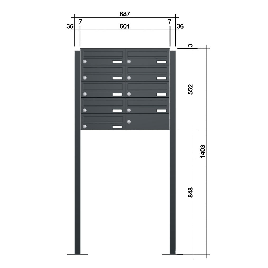 Freistehende Briefkastenanlage FS40H
