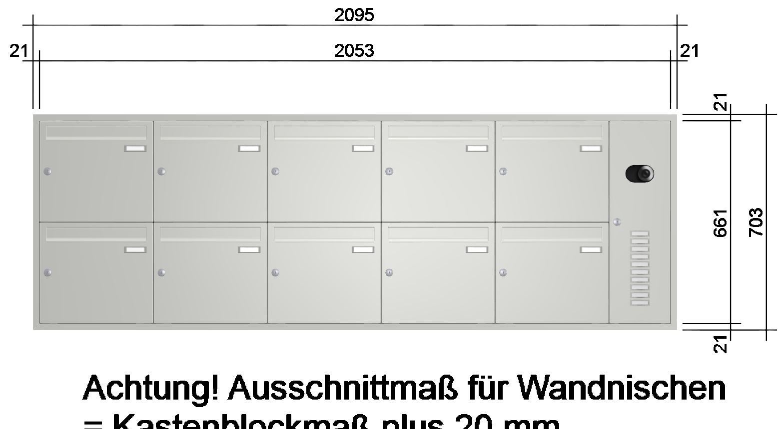 Unterputz Briefkastenanlage mit Kamera UP2V