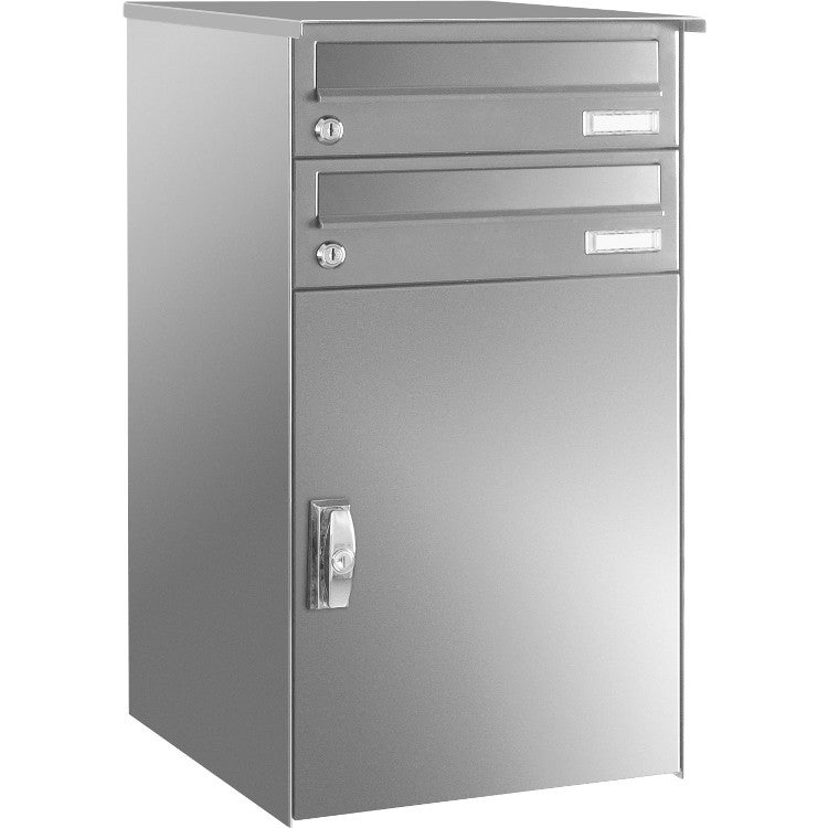 KNOBOX6-AP244-VA2 P11 Edelstahl Paketbriefkasten mit 2 Briefkasten Wandmontage