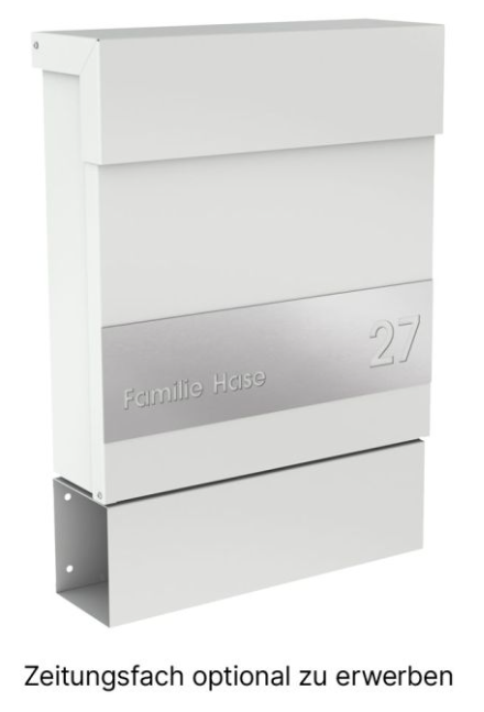 BOX1-1 Design Briefkasten Weiß mit Beschriftung