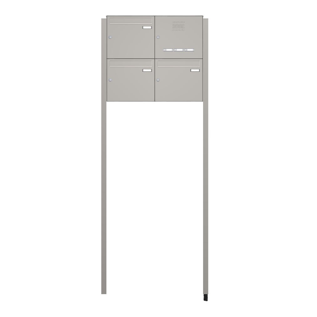 3er-briefkastenanlage-freistehend-mit-klingel-weissalu-AS3 3er Briefkasten freistehend mit Klingel AS3 RAL 9006 Weißaluminium