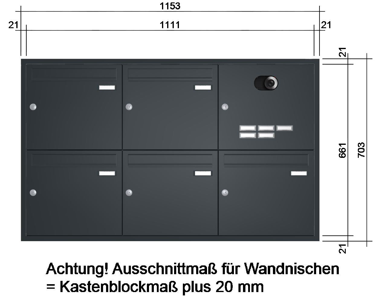 Unterputz Briefkastenanlage mit Kamera UP2V