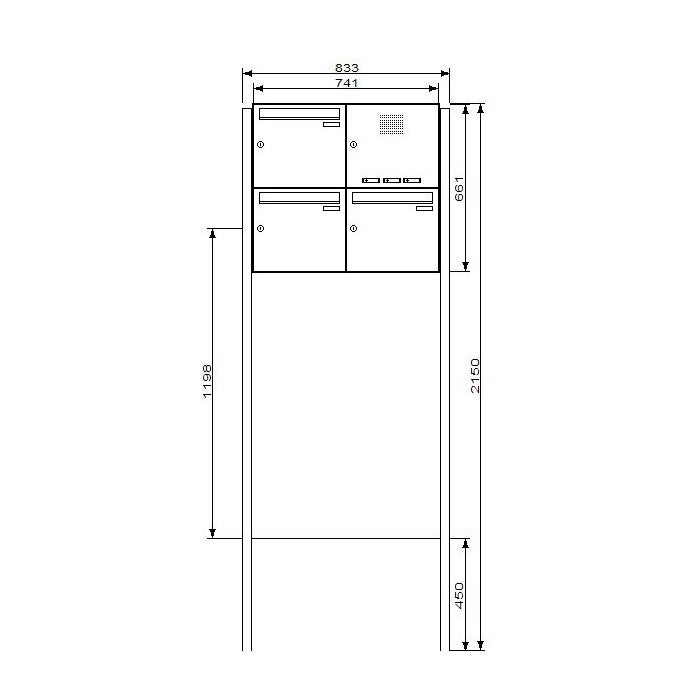 3er Briefkasten freistehend mit Klingel AS3 RAL nach Wakl