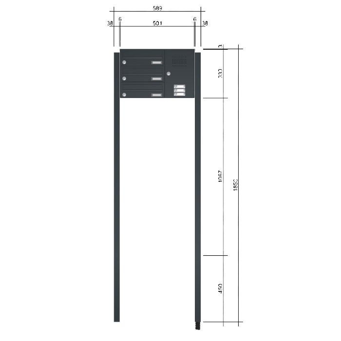 Knobloch Briefkastenanlage freistehend mit Klingel FS40HK