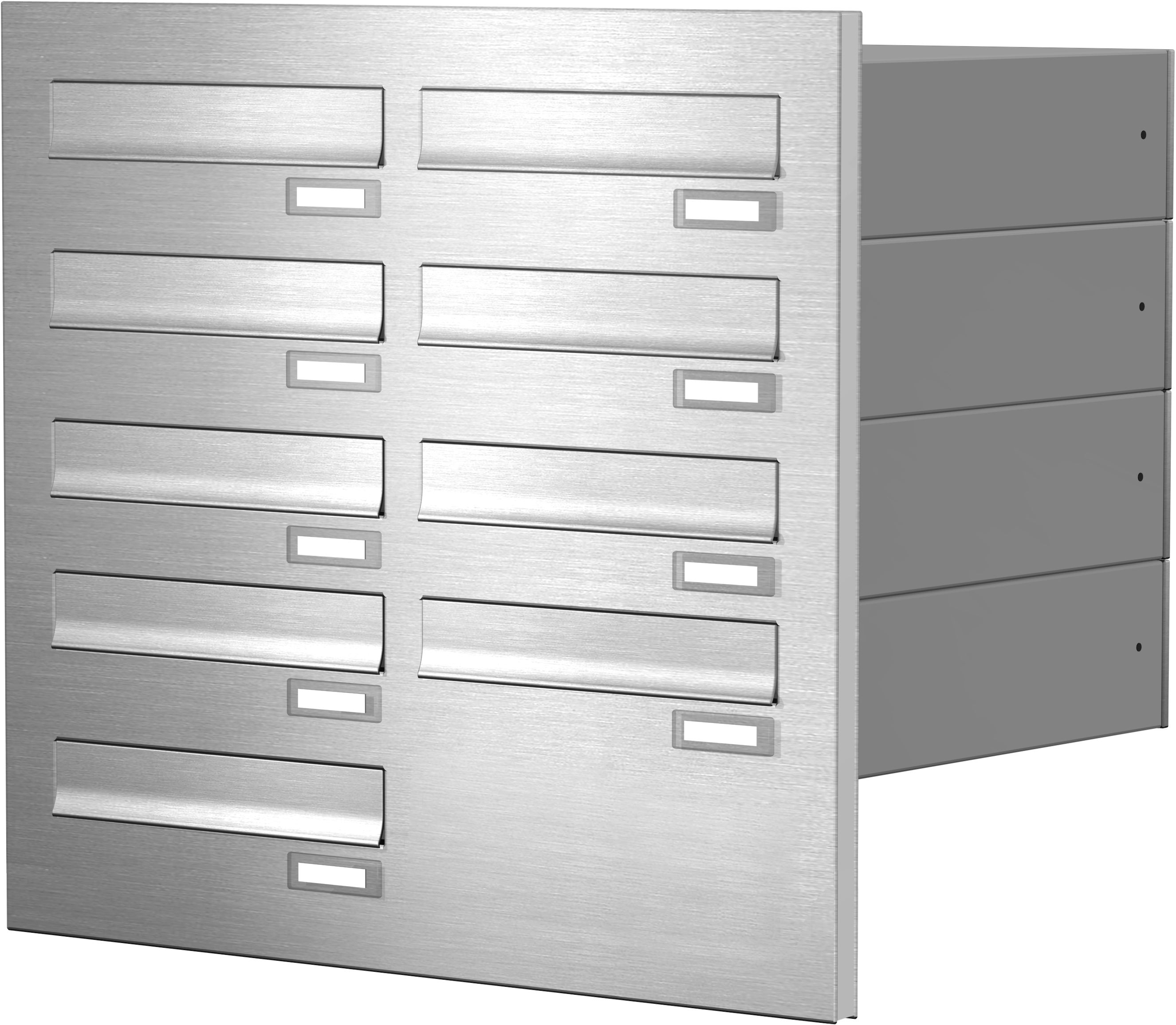 9er Türseitenteil Briefkastenanlage Edelstahl waagerechte Kästen TB4