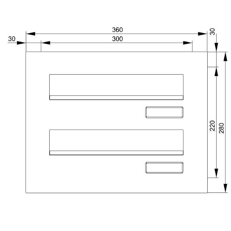 2 Tüseitenteil Briefkastenanlage waagerechte Kästen TB1