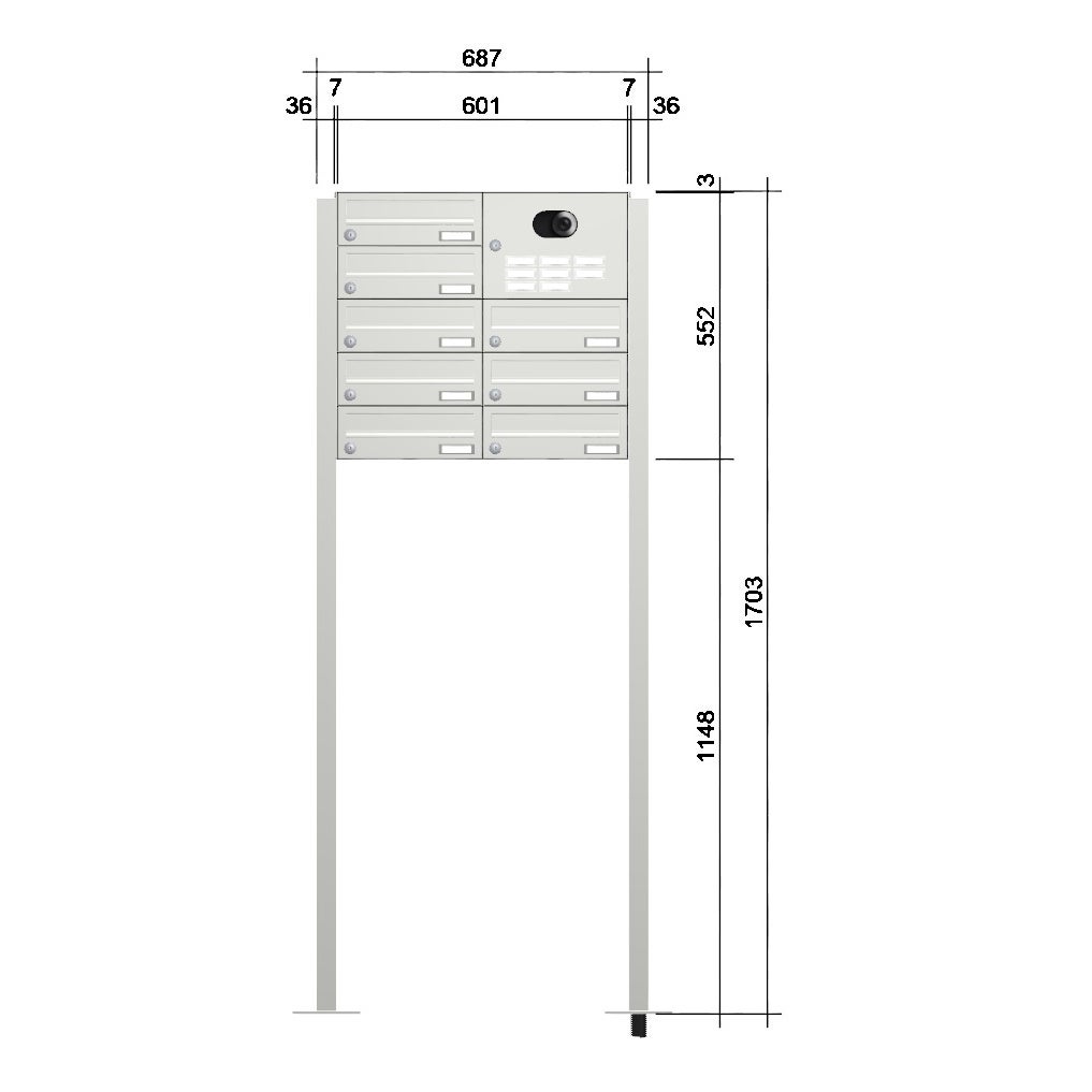 Briefkastenanlage freistehend mit Kamera FS40HKK