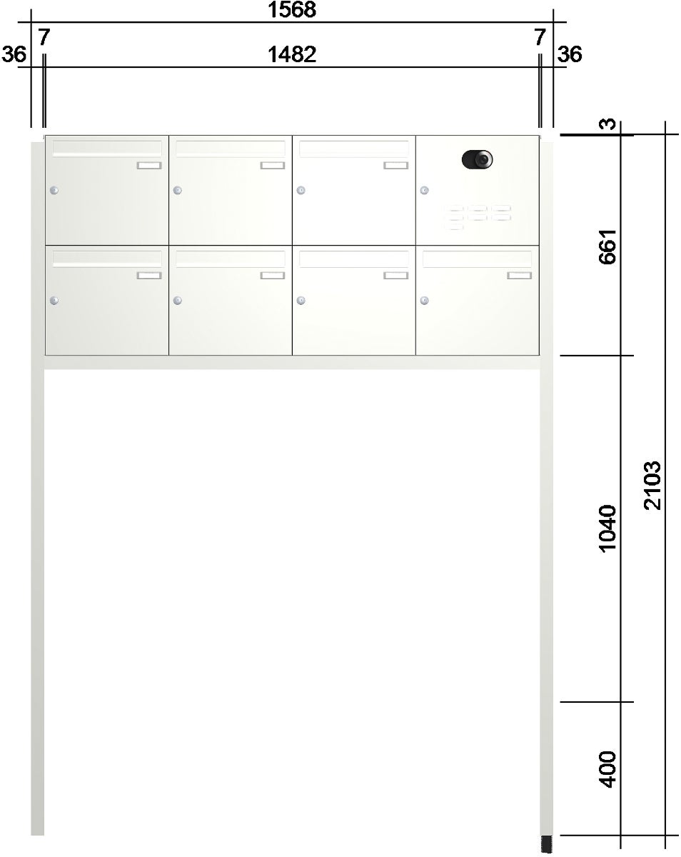 Freistehende Briefkastenanlage mit Kamera & Klingel AV