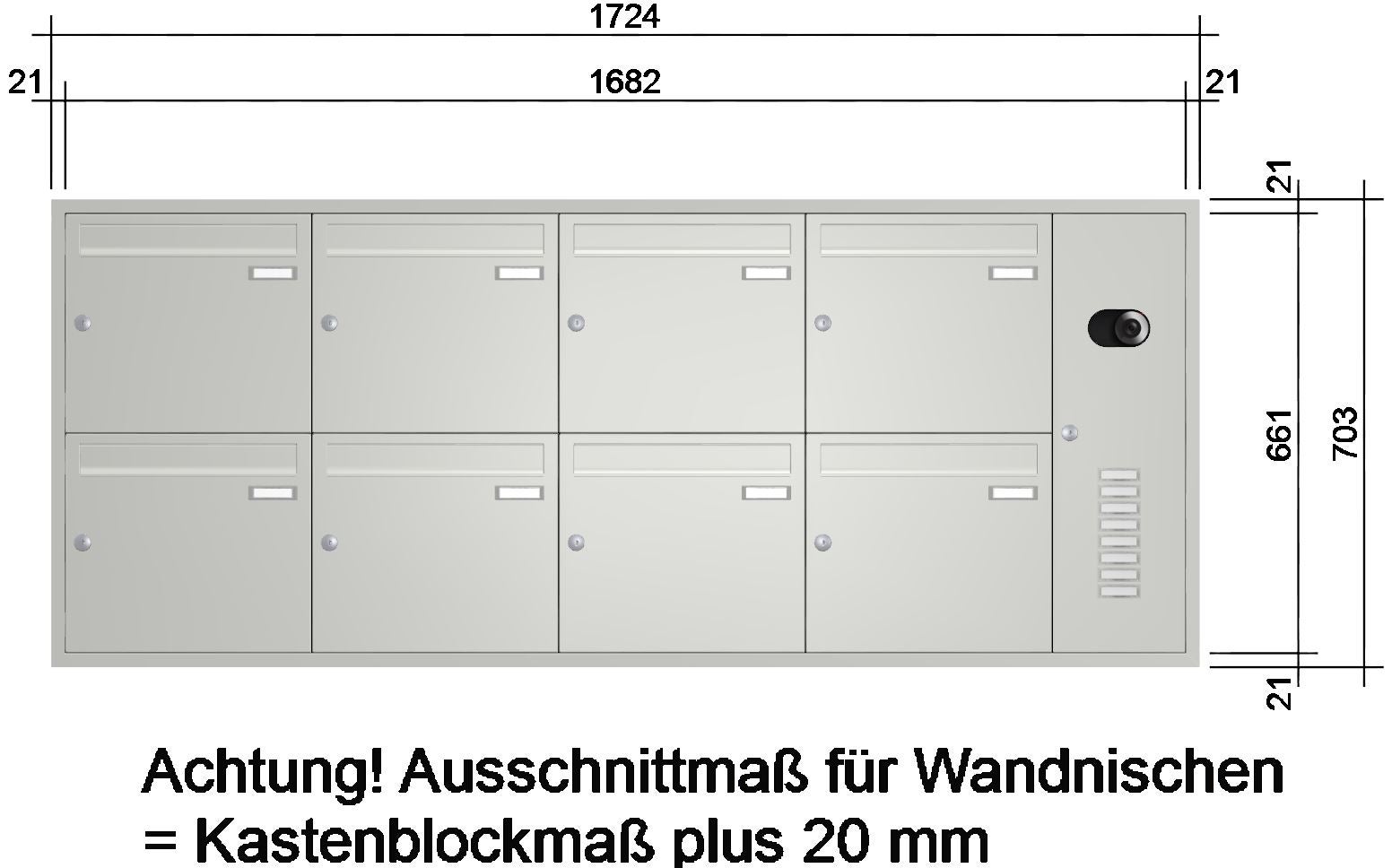 Unterputz Briefkastenanlage mit Kamera UP2V