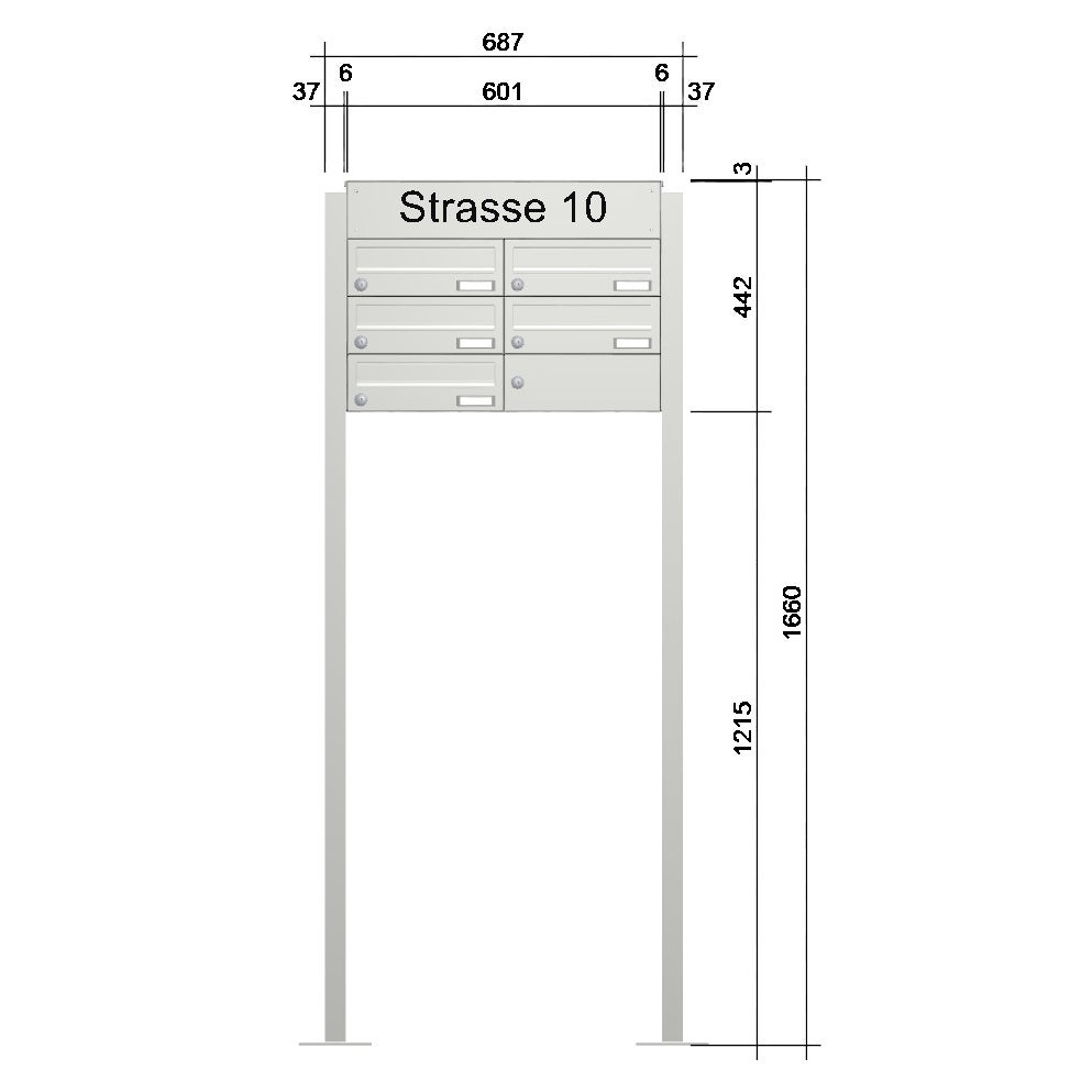 Briefkastenanlage freistehend mit Straßenname BF809