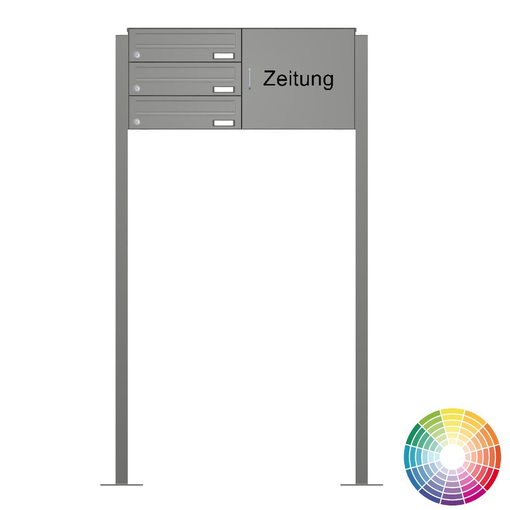 3er-briefkasten-freistehend-mit-Zeitungsfach-grau-FS40HZ 3er briefkasten freistehend mit Zeitungsfach FS40Z
